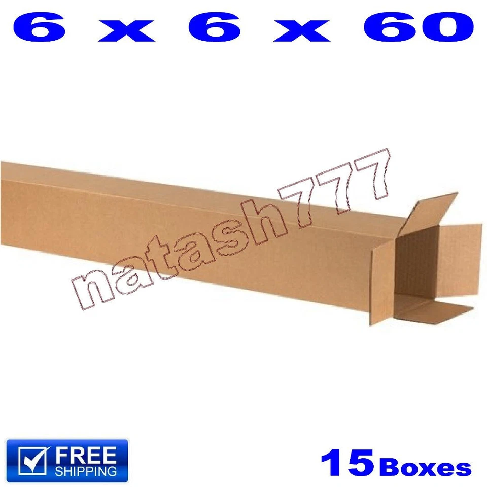 15 - 6x6x60 Cardboard Boxes 32ECT Mailing Packing Shipping Corrugated Carton - Image 1 of 1