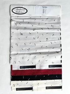 Fabric Salesman Sample Of Music Notes Piano Keys Coordinating Andover Fabrics - Picture 1 of 5