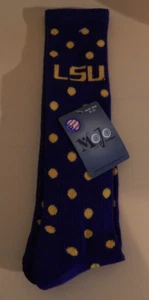 Womens Purple w/Yellow Polka Dots LSU Socks size 9-11 - Picture 1 of 2