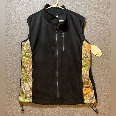 Chaleco polar Mossy Oak para hombre grande negro camuflaje cremallera completa rendimiento caza suave Foto 1 de 4