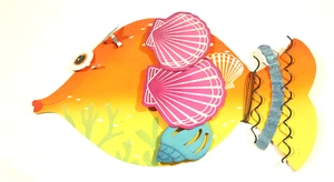 Metal Fish Wall Decor Art Orange Yellow 11"x18" - Picture 1 of 6