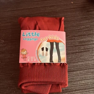 Little Leggings for Kids / Girls Fleece Lines size M Maroon Color New - Picture 1 of 7