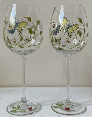 Set of 2 Lenox BUTTERFLY MEADOW - HANDPAINTED 9 1/4" Wine Glasses New - Image 1 of 4
