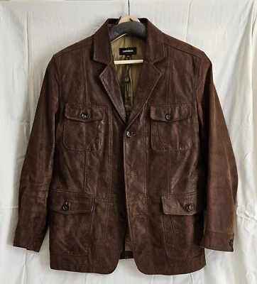 Blazer chaqueta deportiva de cuero marrón para hombre M Foto 1 de 4