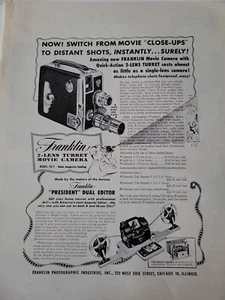 1948 Franklin 2 Objektiv Turm Filmkamera Vintage Werbung - Bild 1 von 1