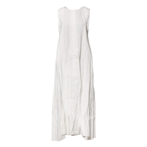 OFF WHITE Abito LORENA ANTONIAZZI bianco sporco viscosa senza maniche maxi IT42 US8 M IT38 US4 XS