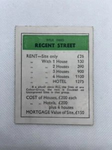 Monopoly Spare Replacement Card - Regent Street - Picture 1 of 2