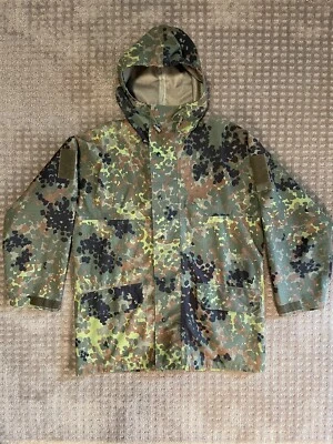 German Bundeswehr Army Jacket GoreTex Flecktarn Rain Jacket Small 44/46 1993 - Image 1 of 4