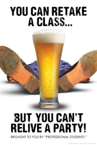 You Can Retake A Class But You Cant Relive Party Beer Funny Poster 12x18 - Picture 1 of 3