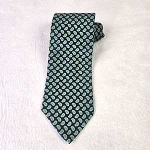 BROOKS BROTHERS 346 Men's 100% Silk Necktie USA Designer PAISLEY Blue/Green EUC - Picture 1 of 6