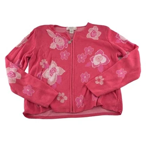 Doncaster Damen Pullover Strickjacke Full Zip Gr. Large rosa Blumen Cottagecore - Bild 1 von 5