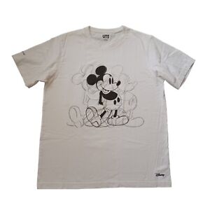 Uniqlo UT Mickey Mouse T Shirt MensL White Disney 3 Dimension Sketch Andy Worhal