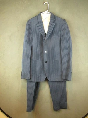Conjunto de Traje Todd Snyder Madison Para Hombres 42R 34 Azul Rayas Lino Algodón Chaqueta Pantalones Foto 1 de 4
