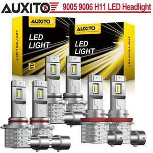 AUXITO Combo 9005 9006 H11 LED Headlight Bulbs High Low Beam Bright White 6500K - Imagen 1 de 15