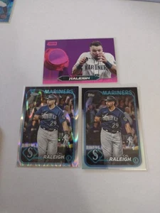 2024 Topps Cal Raleigh Lot Seattle Mariner Ray Wave, Refractor, & Pink Foil - Bild 1 von 5