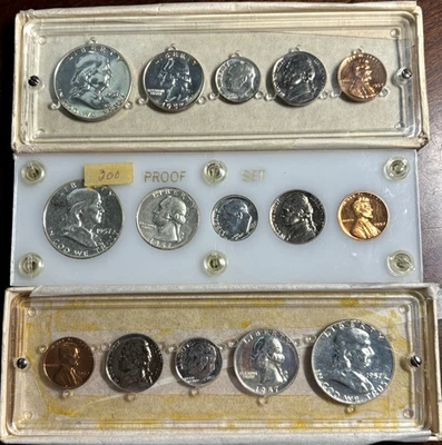 Lot of 3 - 1957 US SILVER Proof Sets in Deluxe Plastic Holder .90 silver - Image 1 of 4