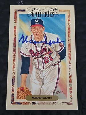 WARREN SPAHN Perez Steele Masterworks HOF Postcard On Card Auto Milwaukee Braves - Image 1 of 4