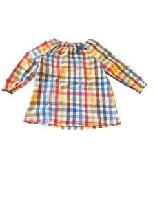 Mini Boden Girls Checkered Long Sleeve Top 9-10Y Casual Modern - Foto 1 di 6