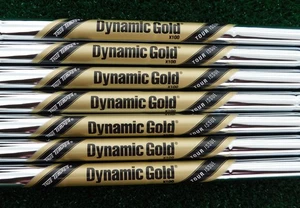 4-PW TRUE TEMPER TOUR ISSUE DYNAMIC GOLD  X100 FLEX .355" TIP IRON SHAFTS - Picture 1 of 2