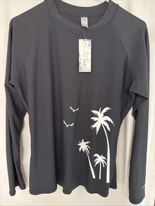 Enjoy the Sunshine UPF 50 Langarm Rash Gaurd Schwimmen Top Grau Shirt Gr. L Neu mit Etikett - Bild 1 von 7