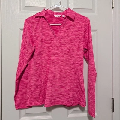 Lady Hagen Small Heather Pink Long Sleeve Golf/Tennis Polo, Business Casual - Image 1 of 4