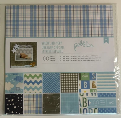 Pebbles Special Delivery 12x12 Paper Pack-Boy - Image 1 of 2