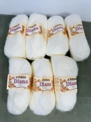 Lote de 7 madejas de hilo blanco/acrílico Patons Diana #9014 Foto 1 de 4