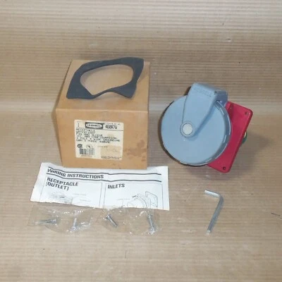 NEW HUBBELL 460R7W PIN & SLEEVE WATERTIGHT RECEPTACLE 60A 3PH 480VAC 3P 4W AK - Image 1 of 4