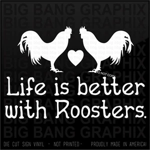 Calcomanía de vinilo Life Is Better w Gallos pegatina I love my Farm Life Family Funny - Imagen 1 de 3