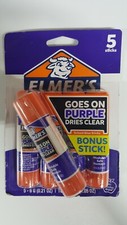 Elmer’s Washable Safe Glue Sticks 5 pack Nontoxic Goes On Purple Clear and Dry