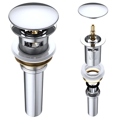 doporro Design Überlauf-Ablaufgarnitur Push-Open Pop-Up-Ventil Abfluss aus Chrom - Bild 1 von 4