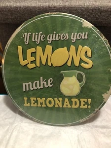 Vintage Blechschild rund If Life Gives You Zitronen machen Limonade 12" Durchmesser NEU - Bild 1 von 5