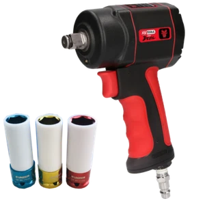KS TOOLS 1/2" Compressed Air Impact Wrench MiniDEVIL max. 1084Nm incl. Nuts 3-Part - Picture 1 of 10