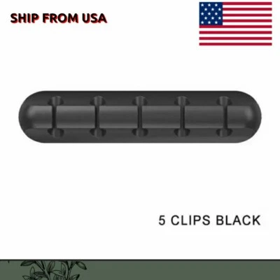 Cable Organizer Silicone USB Cable Winder Holders Desktop Tidy Management Clips  - Image 1 of 4