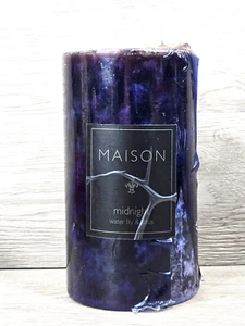 Maison Midnight Purple Fragranced Candles Water Lily & Lotus Pillar Candle 8.25" - Picture 1 of 14
