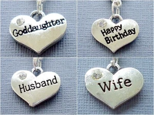 Heart Pendant Family Clip On Charm Lobster Clasp C173 - Picture 1 of 9
