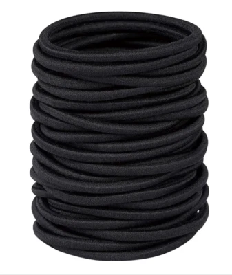 AYN Hair Bands, 4mm Black Hair Ties (24pcs), Strong Elastic, No Damage, No-Metal, Po