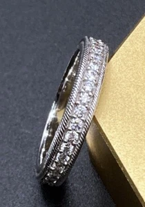 Rare Judith Ripka Sterling Rope Diamonique CZ Stackable Eternity Band Ring 6 - Picture 1 of 6