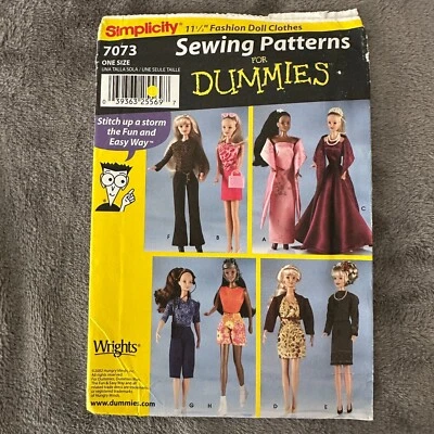 Simplicity Pattern For Dummies 7073 11.5" Doll Clothes - Image 1 of 4