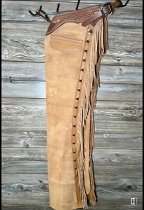 Men Western style Cowboy Suede Leather Horse Riding, Bike riding Chaps - Picture 1 of 2