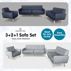 New 6 Seater Sofa Lounge Couch Modular Furniture Home Linen Fabric - Picture 1 of 8
