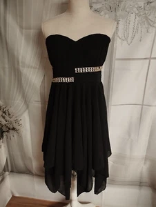 Maya Deluxe schwarzes, schulterfreies Abendkleid mit Glitzersteinen, Gr. 40 - Bild 1 von 3