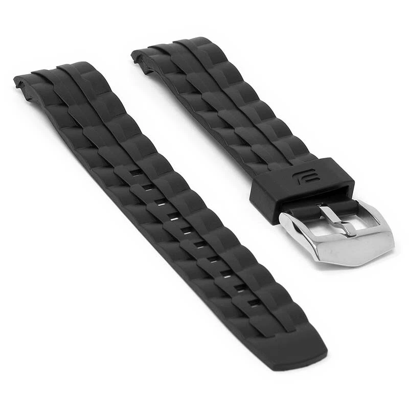 StrapsCo 22mm Black Silicone Rubber Watch Band Strap for Casio Edifice EF-550