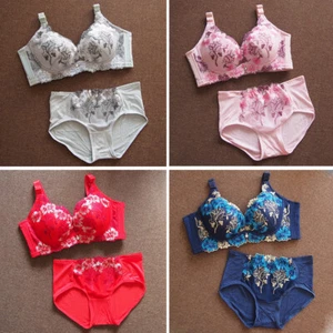 Rosa Unterwäsche Damen Sexy BH Sets Bestickt Gather BH Slips Blau 32A-38D - Bild 1 von 24