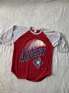 Texas Ranger 3/4 T Shirt Adult Medium MLB  Baseball VTG 90s Raglan USA NUTMEG - Picture 1 of 6