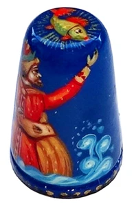 Dé à coudre de collection - Conte russe - Sadko, Dé à coudre Russe en bois peint - Imagen 1 de 2