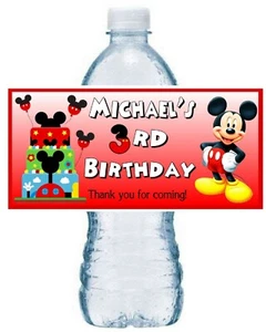 20 FAVORES DE LA FIESTA DE CUMPLEAÑOS DE MICKEY MOUSE CLUBHOUSE ~ ETIQUETAS DE BOTELLAS DE AGUA - Imagen 1 de 1