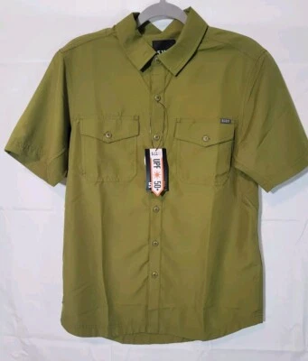 5.11 Men's Shirt Short Sleeve Button Up Pockets Size Small UPF 50 Riffel Green - Image 1 of 4