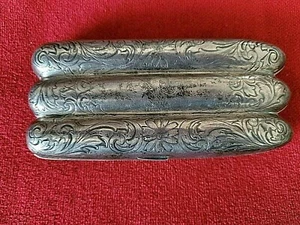 ANTIQUE STERLING C. WEBSTER 3 FINGER CIGAR CASE-NO MONOGRAM - Picture 1 of 12
