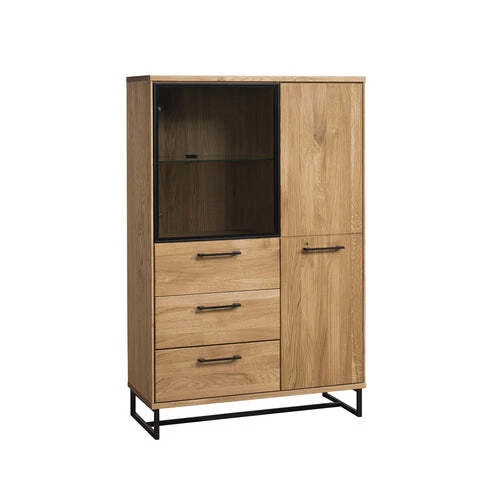 Highboard Eiche Front massiv natur geölt / Metall - Lagos - Bild 1 von 1
